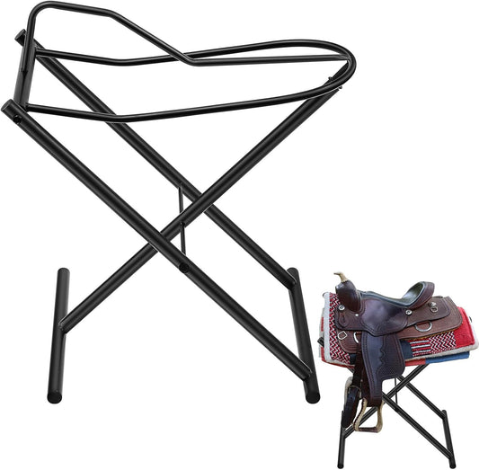 Duraaamo Foldable Car Saddle Rack 22" x 21" X16" Heavy Duty Portable Vehicle Saddle Stand Convenient Transport Suit English and Western Horse Tack Organizers Storage Supplies Display Trophy Saddles