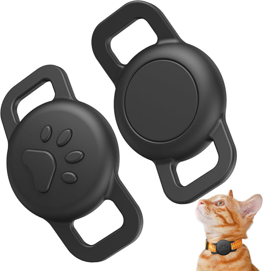 【2 Pack】 2025 Latest Air Tag Cat Collar, Silicone Full-Body Covered, Waterproof Cat Collar Air tag Holder Soft Design Fits All Width Collars, Black