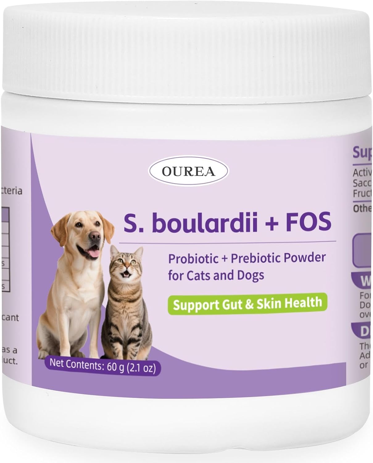 S.boulardii + FOS Pet Probiotic Powder for Dogs & Cats, 6.7 Billion CFU, Gut & Immune Support, Loose Stool & Digestive Upset Relief, Improves Stool Consistency, Skin Health, Veterinarian Recommended