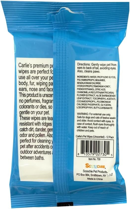 Scoochie pet Carlies Premium Multi Purpose Pet Wipes, Set of 12