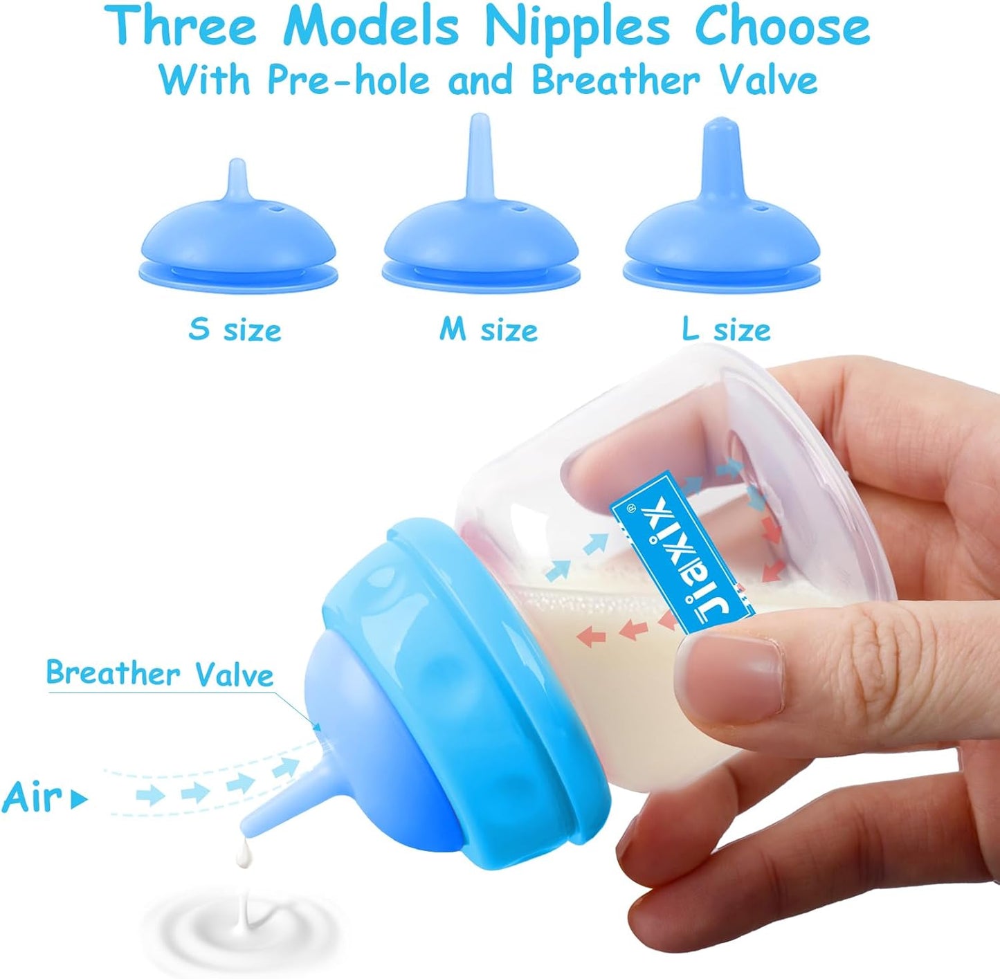 Pet Bottle Feeding Kit, Puppy & Kitten Nursing Supplies, Blue, 60ml Bottle with Anti-Choking Silicone Nipples & Syringes, Newborn Flow, Dishwasher Safe