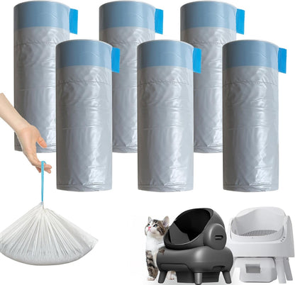 120 Count Litter Bags Compatible with Neakas M1 and Autoscooper 11 Open-Top Self-Cleaning Cat Litter Box, 6 Rolls Cat Litter Waste Receptacles Bags (120 Count)