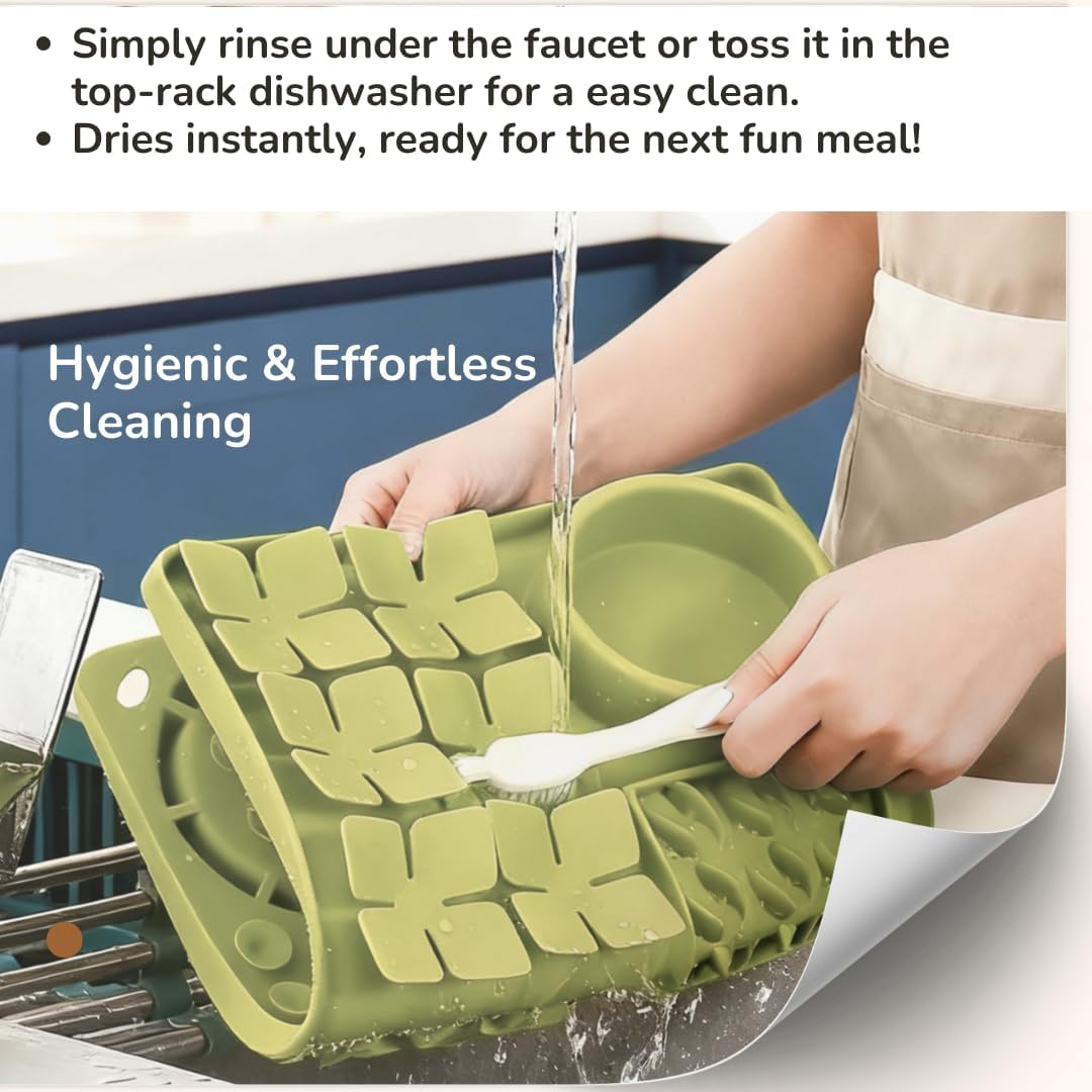 Multifunctional Slow Feeder Dog Bowl with Licking Mat & Water Bowl | Non-Slip Suction Cup | Silicone Pet Feeder | Dishwasher Safe