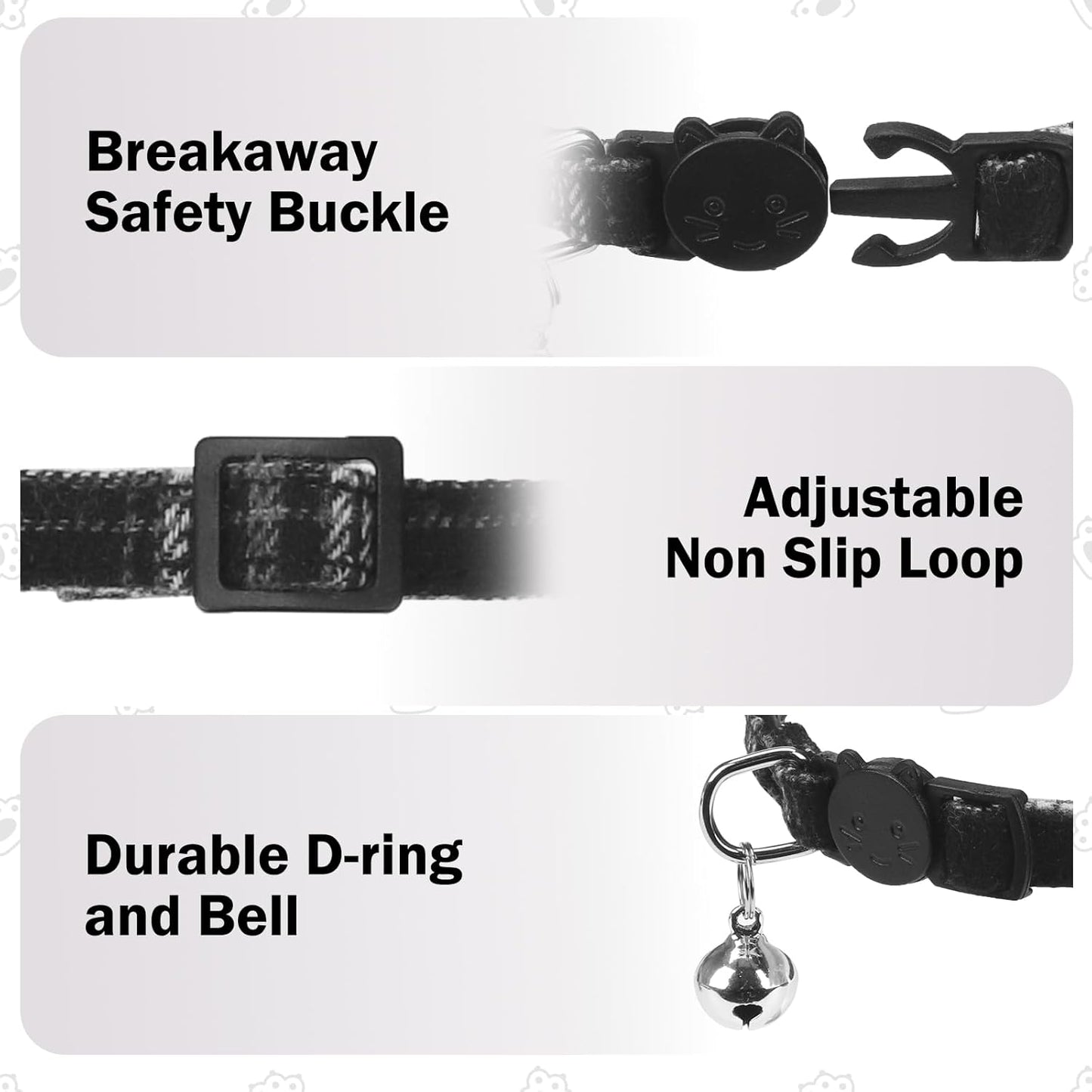 Airtag Cat Collar Breakaway, Cat Collar with Airtag Holder with Bells and Bowtie for Girl Boy Cats, Lightweight Adjustable Kitten Plaid Collars GPS Tracker Holder for Small Dogs Pets, Black