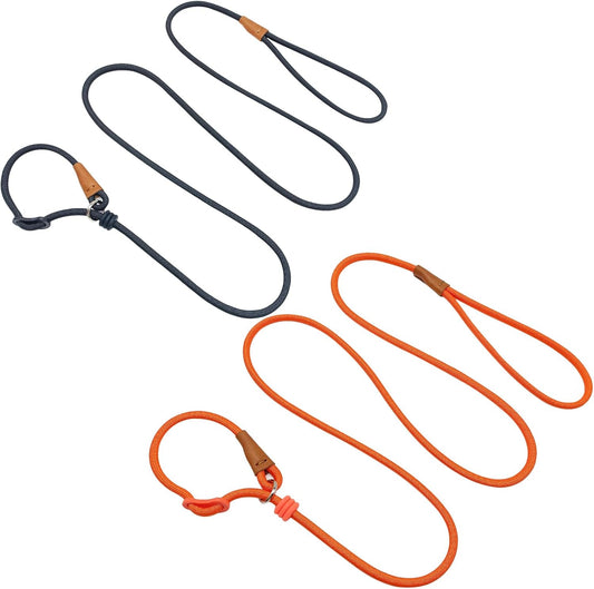 6ft Small Dog Training Leash, 1/4 inch (Black + Orange)