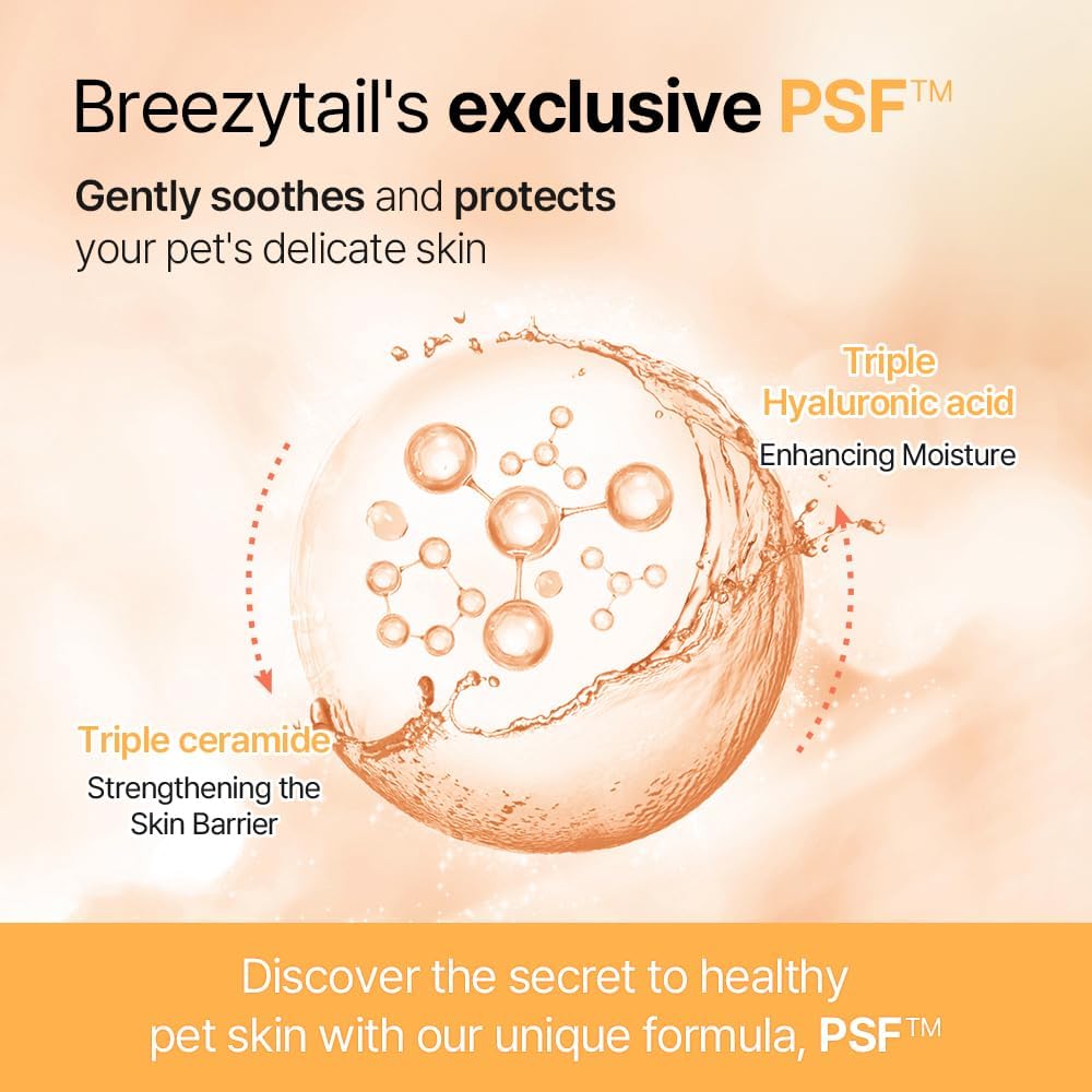 Breezytail PetO’Cera All-in-One Cat Shampoo and Conditioner | Hypoallergenic Cat Skin & Coat Care | Itch Relief, Moisturizing & Rejuvenating | Veterinarian Approved (10.1oz, 300ml) (Unscented)