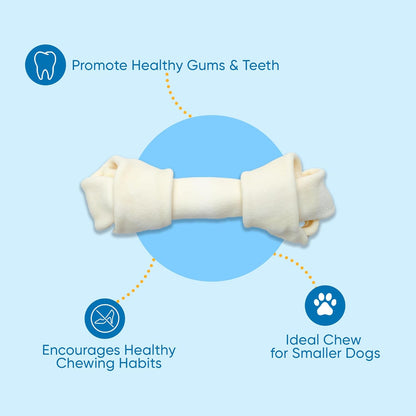 123 Treats | Dog Rawhide Bones Chews 3-4" (50 Count) Premium Rawhide Dog Bones | Free Range Grass Fed Cattle with No Hormones, Additives or Chemicals