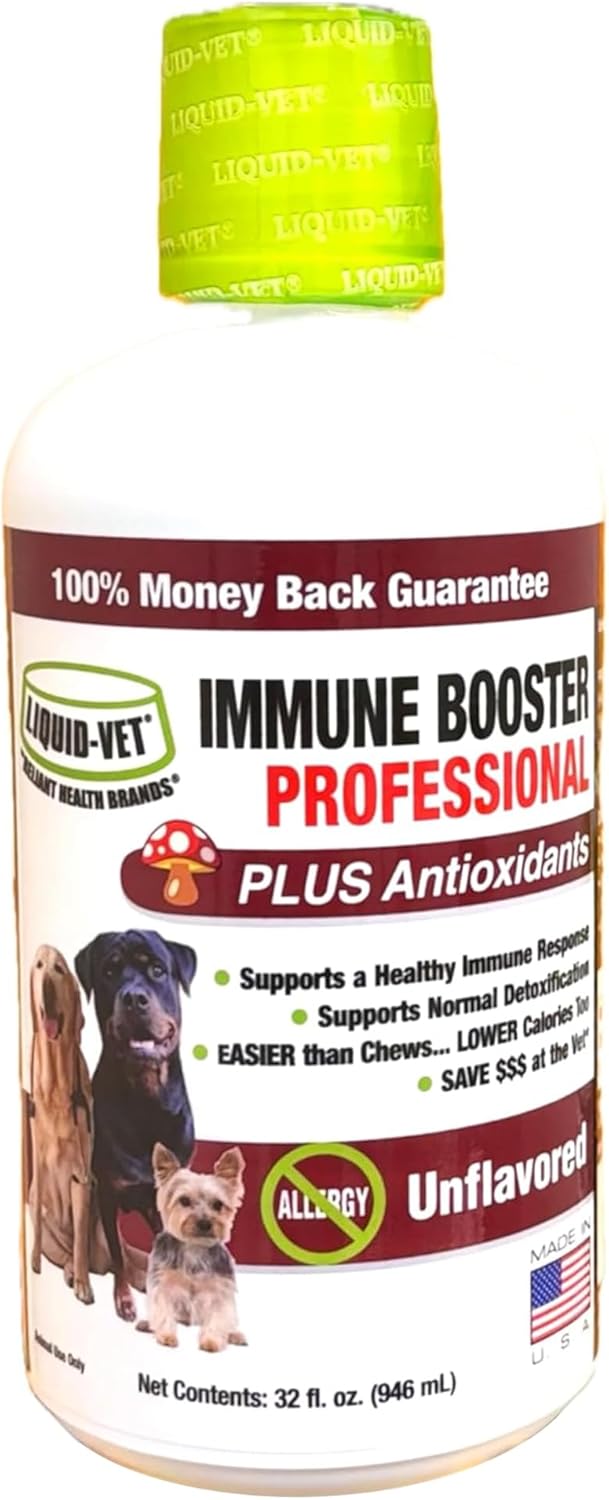 Liquid-Vet Immune Support for Dogs – Antioxidant Protection & Gut Health – Inulin, Beta-Glucan & Omega-3s / Fish Oil & More! - Made for Picky Eaters