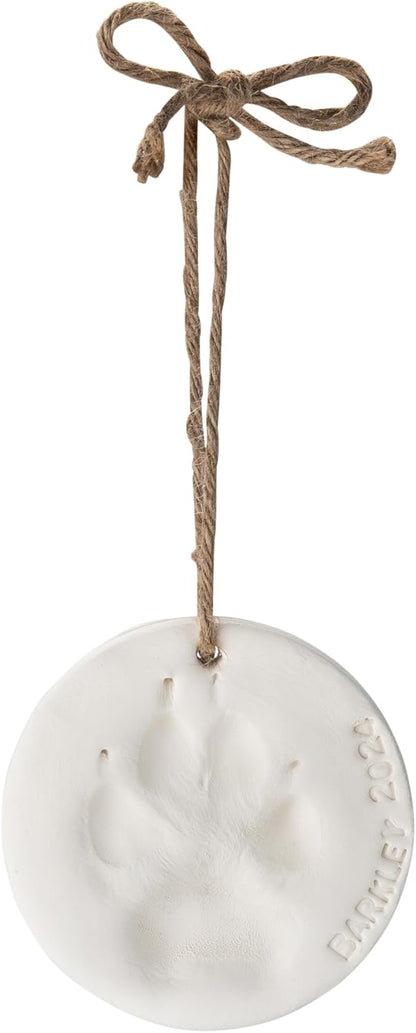 Pet Paw Print Impression Kit Makes (2) Dog Keepsake Ornaments, Inkless Paw Print Kit for Dogs (and Cats!) - Dog Paw Print Kit Keepsake, New Puppy Gift, Pawprint Kit w/ Paints & Name Stamps! (White)