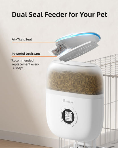 Hanging Rabbit Feeder, Programmable Automatic Pet Feeder with Dry Food Dispenser, Desiccant Bag and Portion Control for Rabbits Cats and Small Animals