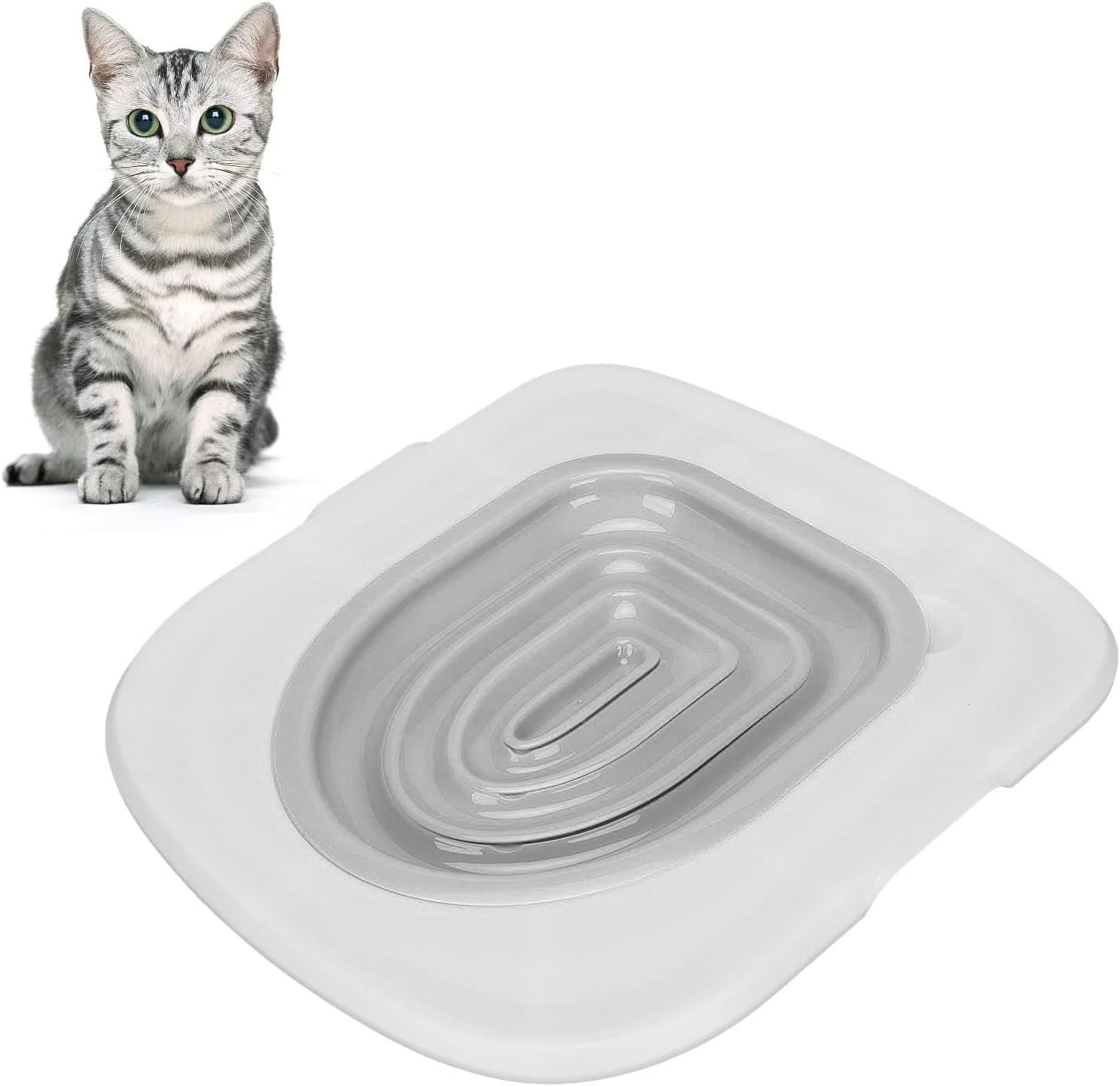 Cat Toilet Training Kit Cat Toilet Trainer Kit for Teach Cat to Use Toilet Cat Toilet Training System Universal Reusable Kitty Toilet Training Kit (White Tray, 1 Gray Inner
