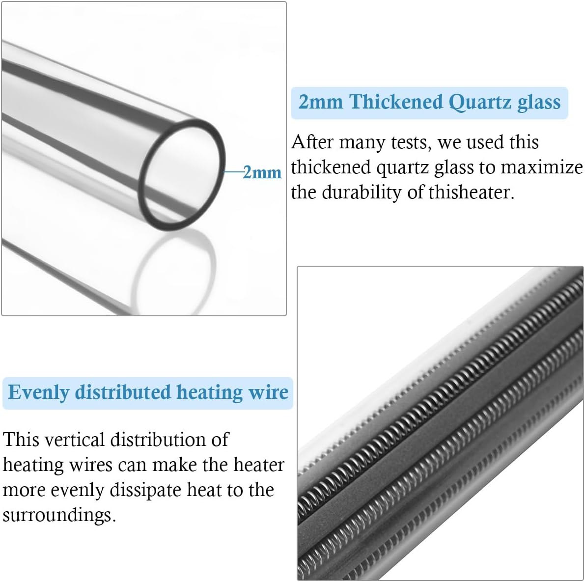 HITOP 25W 50W 100W 200W 300W Adjustable Aquarium Heater, Submersible Fish Tank Heater Thermostat with Suction Cup (50W)