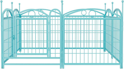 Dog Playpen Indoor 24 Inch 8 Panels Metal Dog Pen Pet Dog Fence Outdoor Exercise Pen with Doors Blue Rust-Resistant & Stable Indoor Outdoor Durable