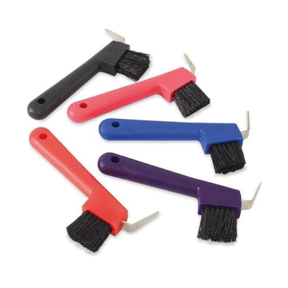 2pc Dual Use Anti-Slip Soft Grip Hoof Pick Rubber With Brush Cleaning Tools Horse Grooming Durable - Random Color