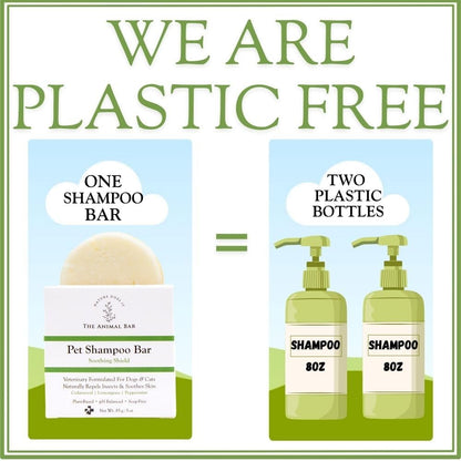 Soothing Shield Natural Pet Shampoo Bar for Dogs & Cats – Vet-Formulated for Itchy Skin Relief, Non-Toxic Flea & Tick Repellent – Soap-Free, Sulfate-Free – Lemongrass, Peppermint & Cedarwood – 3 oz