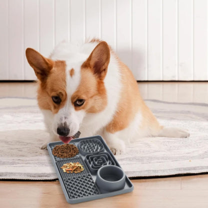 Slow Feeder Dog Bowls Silicone Bowl with Non-Slip Rubber Base Lick Mat for Dogs Snuffle Mat for Pet Smell Training Interactive Sniff Mat for Slow Eating