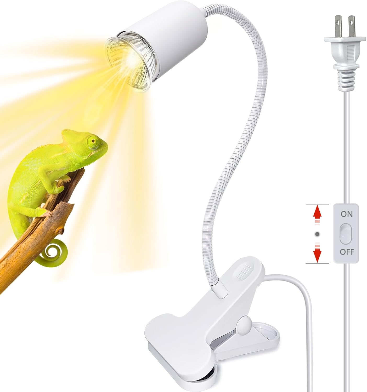 Aluminum Gooseneck Clamp on Desk Light Socket, Clip Lamp Holder E26 Desk Light Lamp with 240cm Cable, Turtle Tank Lights Heat for Reptiles, for Home Office Makeup(No Bulb)