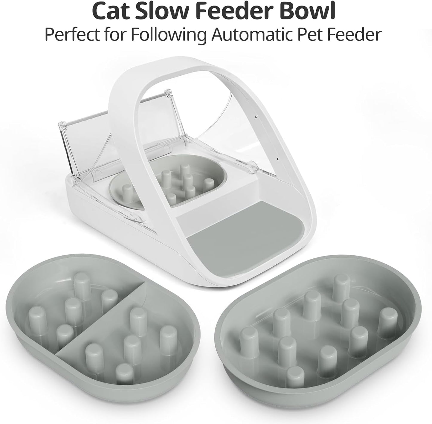 Slow Feeder Bowl for Automatic Microchip Cat Pet Feeder, Helps Prevent Bloat & Improve Digestion, Easy to Clean, Slow Feeder Bowls & Mat