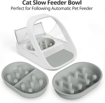 Slow Feeder Bowl for Automatic Microchip Cat Pet Feeder, Helps Prevent Bloat & Improve Digestion, Easy to Clean, Slow Feeder Bowls & Mat