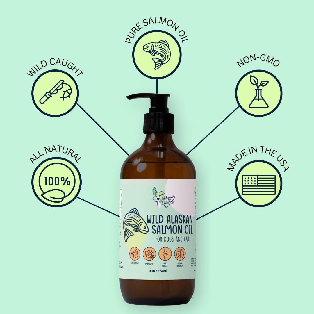 Wild Alaskan Salmon Oil, Natural Fish Oil Supplement, Made in USA, for Dogs and Cats, Omega-3 Rich