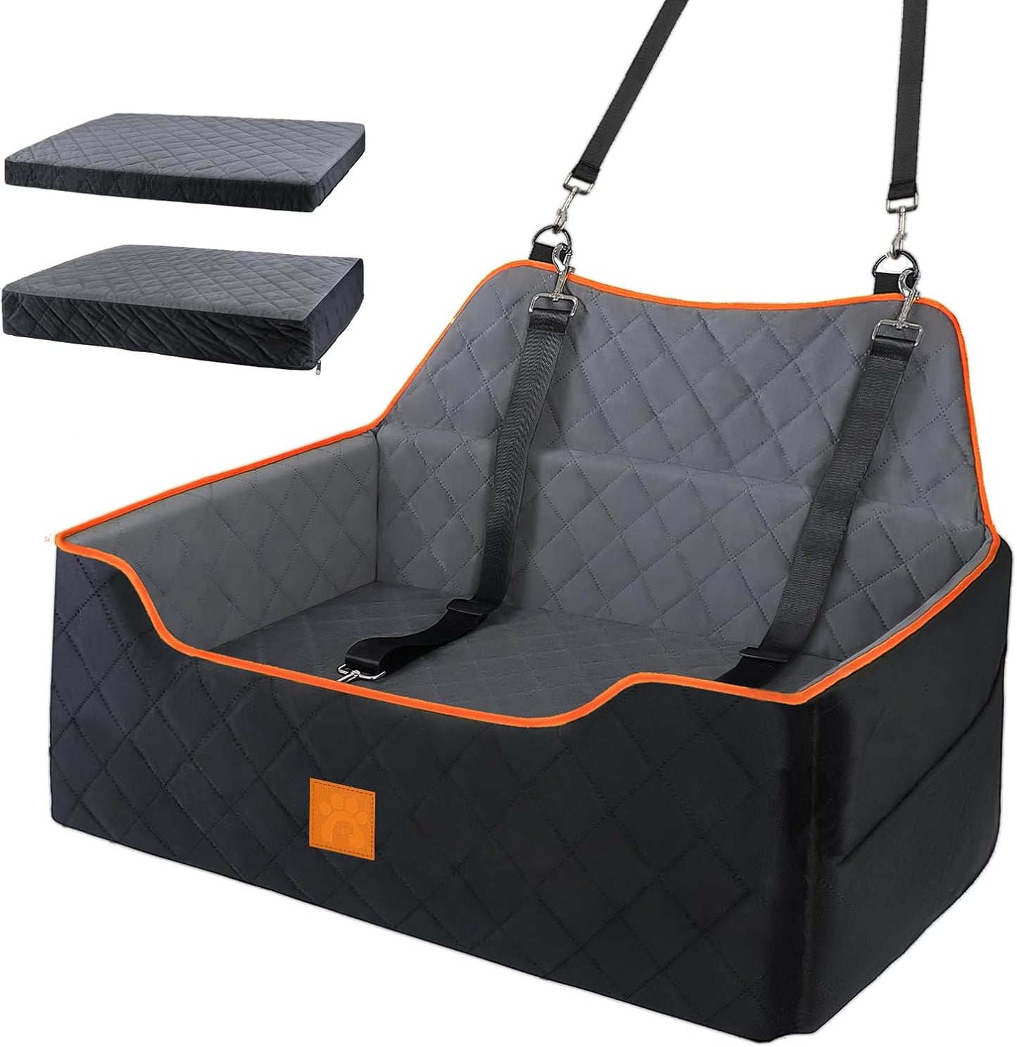 Dog Car Seat Large Medium - Sized Dog Car Pet Bed for Dogs Under 55 Lb or 2 Small Dogs,Safety Memory Foam Booster Seat 2 Cushions,Large Pet Bed Seat for Backseat