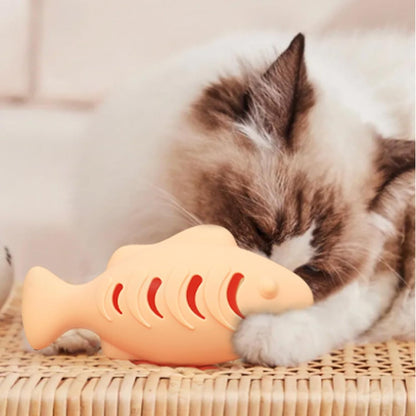 Fish Cat Toy – Silicone 118.6x57x47.2mm | Self Adjusting Aquatic Shaped Chewer, Catnip Scented Kitten Teaser, Interactive Bite Fun Pet Accessory | for Indoor Exercise Enrichment Training