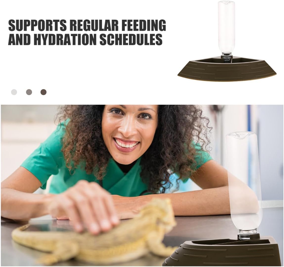 Reptile Feeding Bowl and Water Dish 2-in-1 Automatic Dispenser Small Titanium Food Dish for Turtle Frog Lizard Chameleon Terrarium Pet