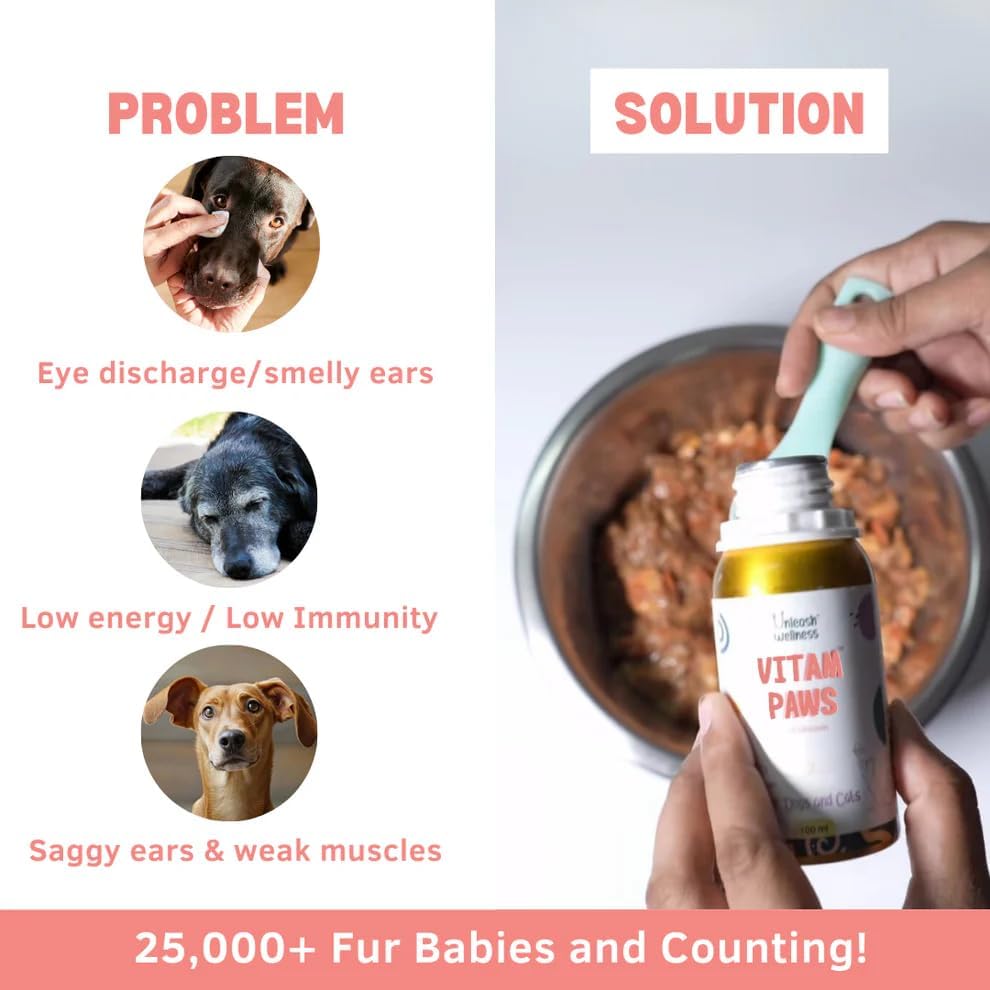 Vitam Paws Multivitamin for Dogs & Cats, Essential Vitamins & Minerals for Healthy Skin, Heart, Brain Function, Boosted Immunity & Growth, Suitable for All Breeds & Sizes (200ml)