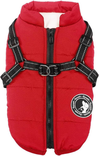 Gyuzh Dog Coat with Harness Puppy Coats Small Dog Harness Jacket Winter Waterproof Jackets for Smal Medium Large Dogs