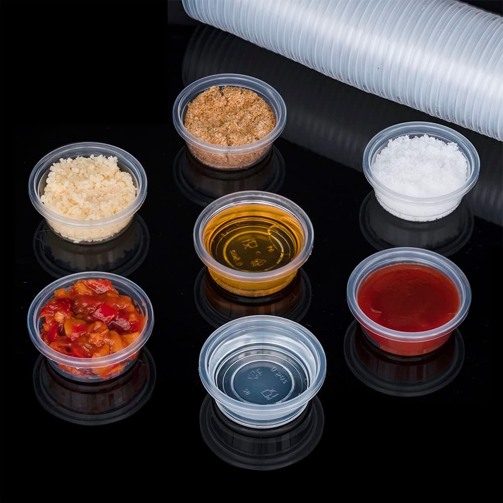 100 pcs 0.5oz Crested Gecko Food and Water Feeding Cups, with 2 Feeding Bottle, Reptile Feeder Bowls, for Lizard and Other Small Pet Ledge Accessories Supplies