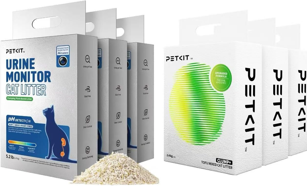 PETKIT 2025 New Urine Monitor Litter 3 Bags & Upgraded Clump+ Tofu Mixed Cat Litter 3 Bags
