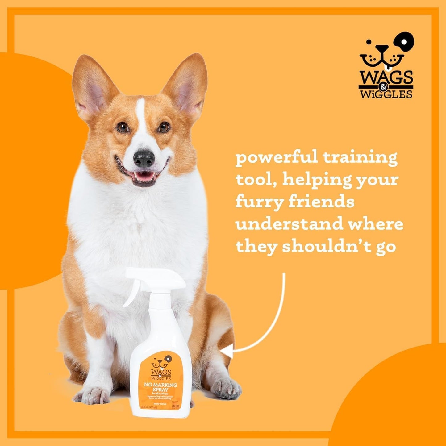 Wags & Wiggles No Marking Deterrent Training Spray for Dogs - Indoor Dog Pee Repellent & Behavior Aid, Anti Pee & Urine Deterrent, No More Marking, Ideal for Potty Training, 16 Fl Oz - 2 Pack