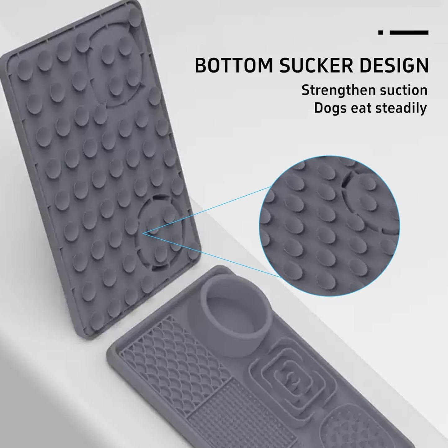 Pet Slow Feeder Licking Mat, 6-in-1 Multifunctional Bowl for Dogs & Cats, Food-Grade Silicone, Non-Slip Suction Cup，for Small & Medium Breeds (Blue)