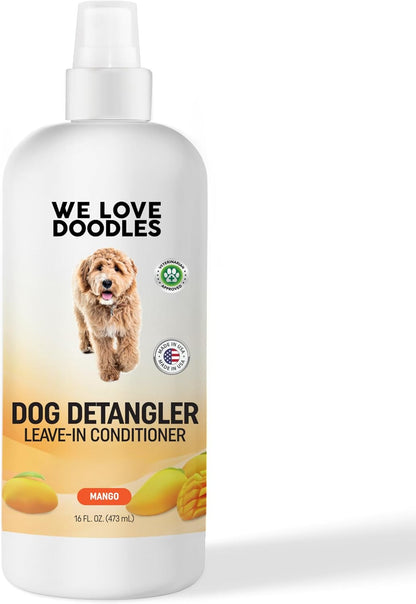 We Love Doodles Dog Detangler Spray - Leave-in Conditioner for Dogs - Dog Detangling Spray - Dematting Spray for Dogs - Tangle Remover - Made in The USA, Large 16 fl oz (Mango)