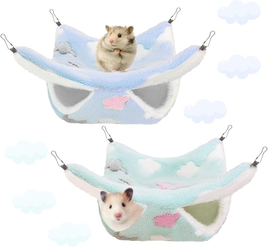 2 Pcs of Rat Hammocks Small Animal Hammock Rat Bed Guinea Pig Hammock Rats Cage Accessories for Small Animals Chinchilla Parrot Sugar Glider Ferret Squirrel
