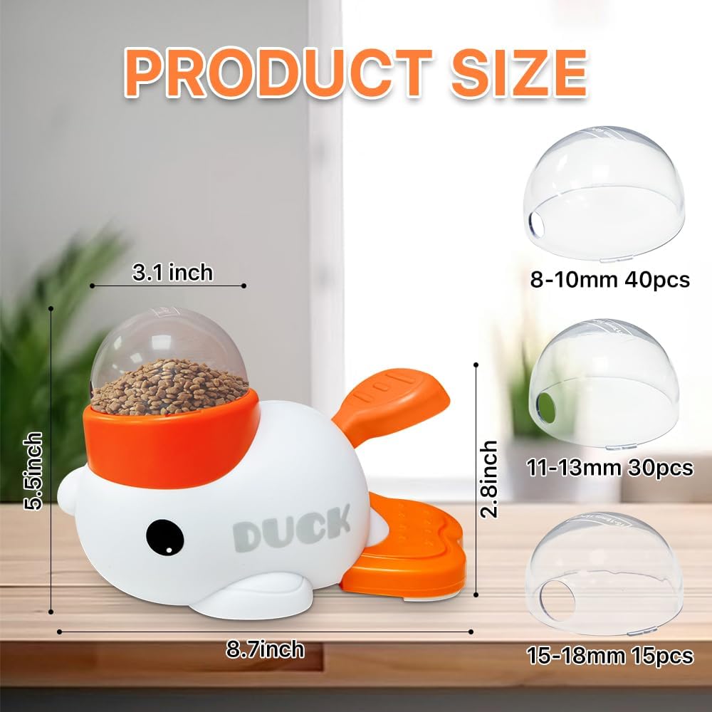 Dog Slow Feeder Puzzle Toy, 2-in-1 Interactive Duck Shaped Puppy Treat Feeding Food Dispenser Mental Stimulation Toys for Small & Large Cats Dogs