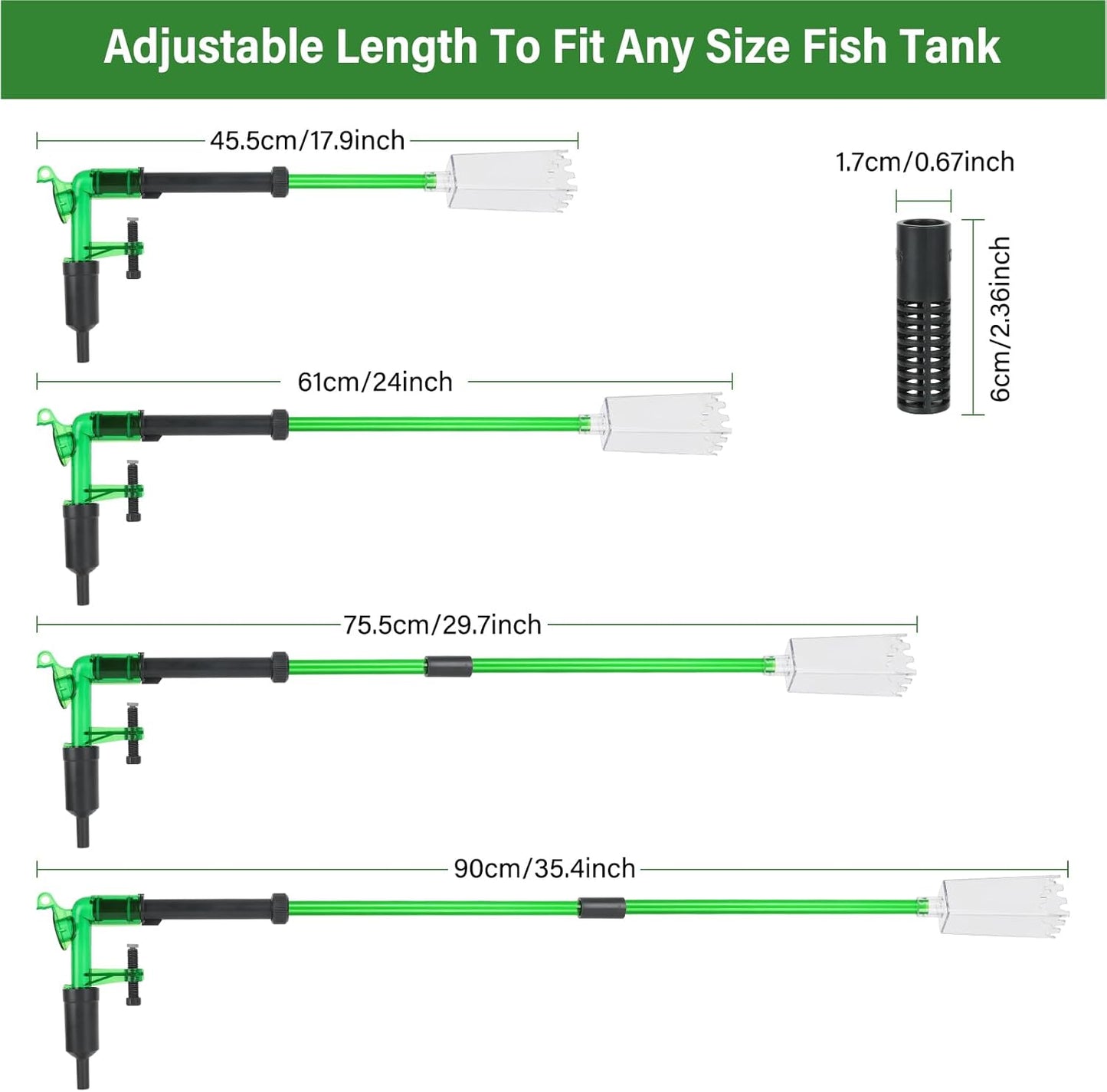 AQQA Aquarium Siphon Gravel Vacuum Fish Tank Cleaner kit,Stress Ball Python Water Changer,Extendable Length and Fixed On Fish Tank,Manually Water Changer Wash Sand S