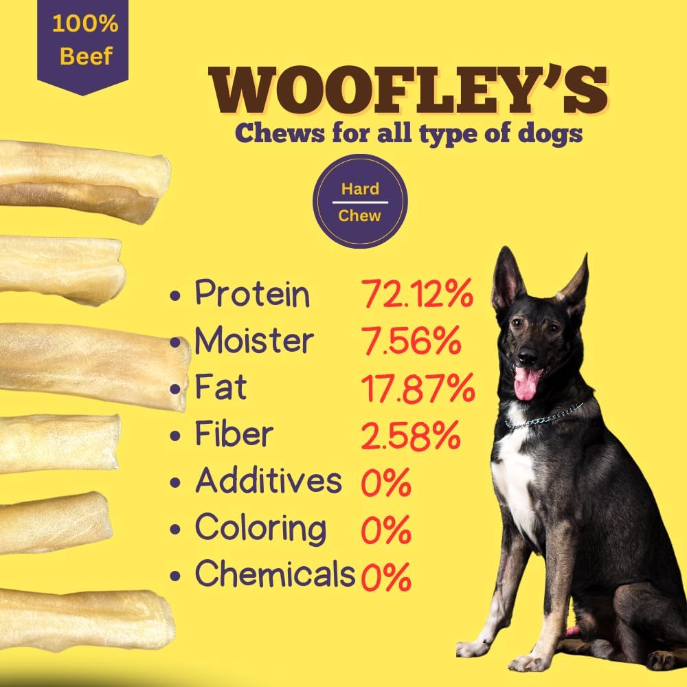 Woofley's 6 Inch Pure Collagen Sticks for Dogs (5 Count) - Collagen Chews for Medium & Large Dogs - Bully Stick Rawhide Alternative