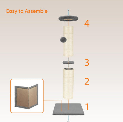 PAWSCRAT Cat Scratching Post 32" Tall, Large Diameter Natural Sisal Cat Scratch Post with Dangling Ball, Scratch-Resistant and Durable for Indoor Cats, Protect Your Furniture,Large/X-Large