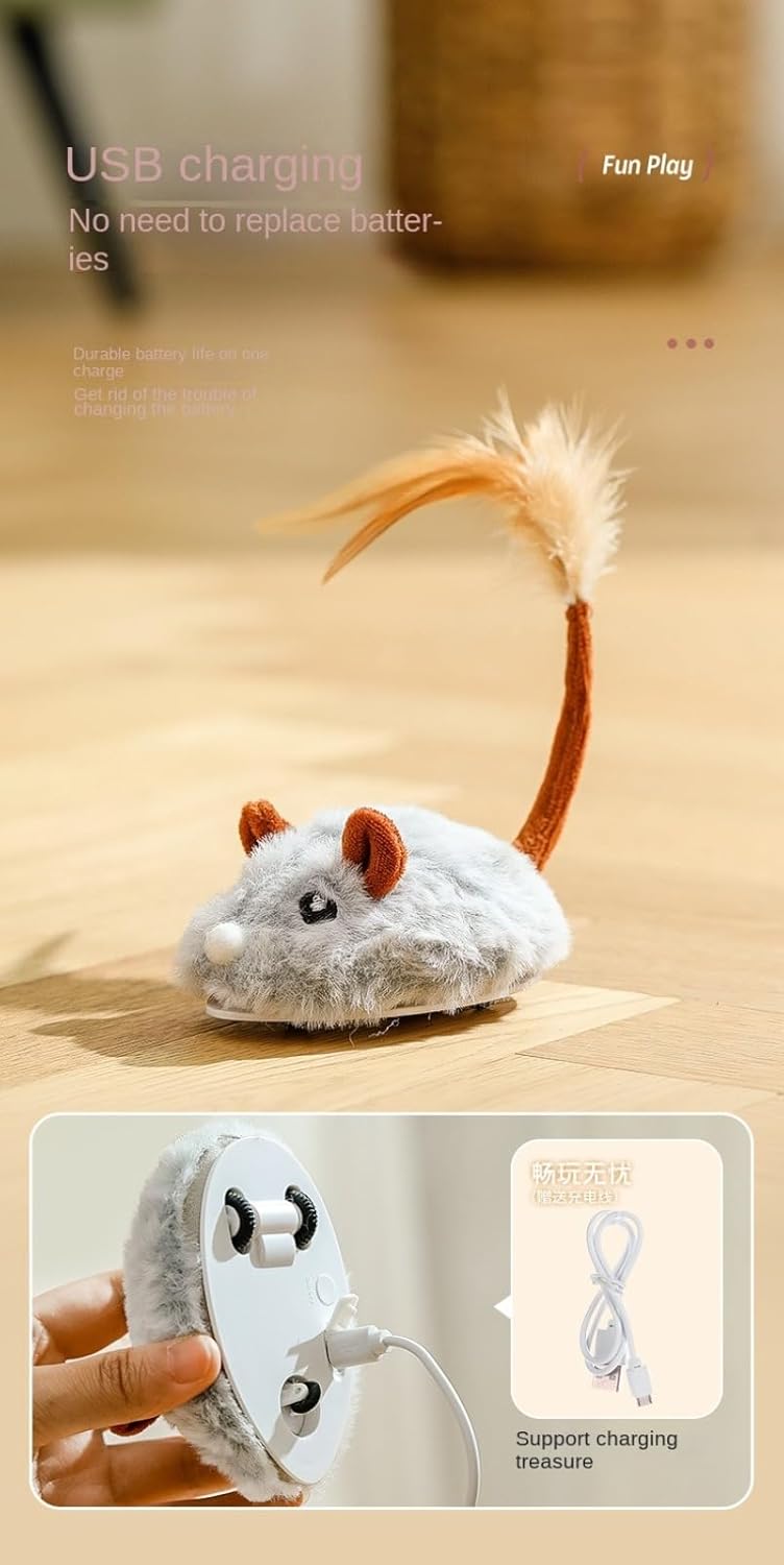 Remote Control Cat Toy, Automatic & RC Interactive Mouse with 3 Speeds, Active Play for Cats on Hard Floors, USB Rechargeable