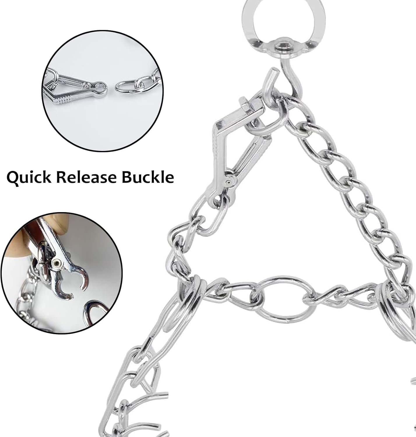 Prong Pinch Collar for Dogs with Quick Release Buckle, Adjustable Training Collar for Small Medium Large Dogs, Helps Prevent Dog from Pulling(2.3mm, Neck Size 13"-15"), Silver