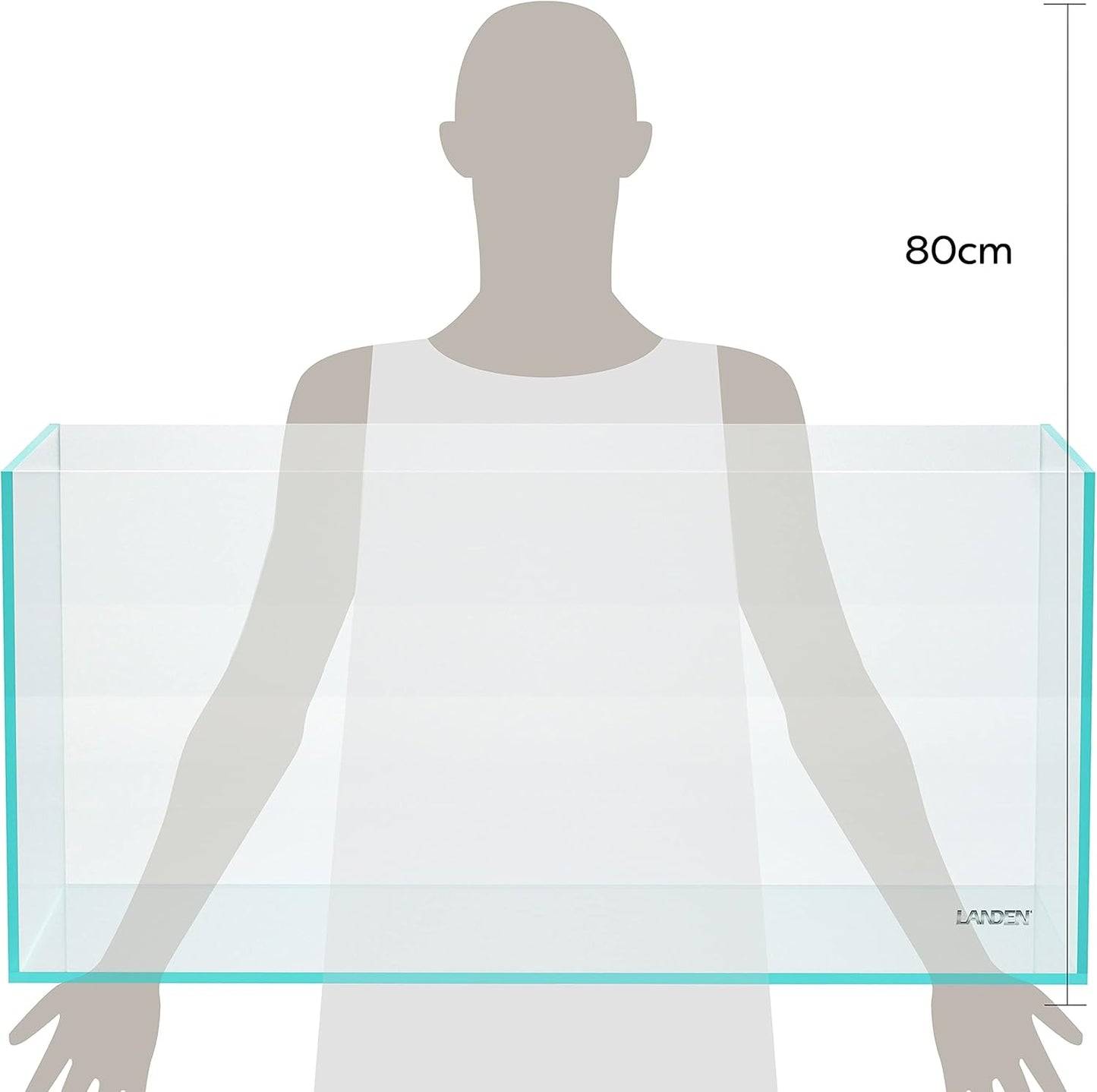 Landen 100P 50 Gallon Rimless Low Iron Aquarium Tank, W39.4×D17.7×H17.7 in(100x45x45cm) 10mm Thickness with Black Nano Foam Leveling mat Included