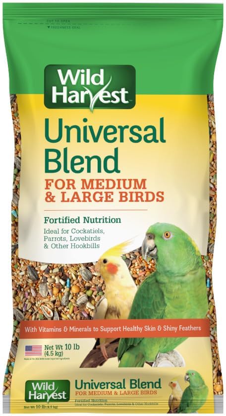 Wild Harvest Universal Blend for Medium and Large Birds 10 Pounds; Fortified Nutrition