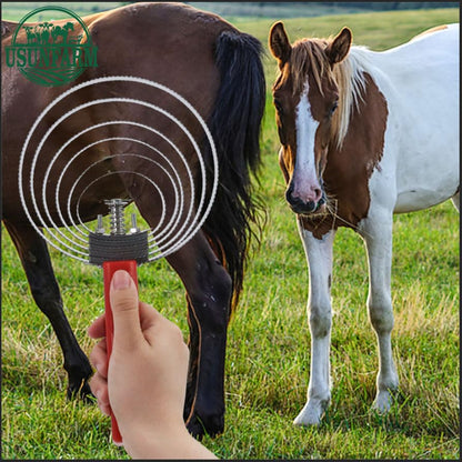 6 Rings Reversible Stainless Steel Curry Comb Horse Brush, Currycombs Steel Comb With Red Soft Touch Grip For Tool Pet Cattle Sheep Dogs Cats Goats Horse Beauty Products