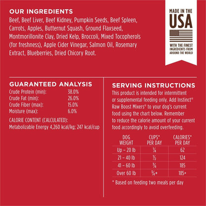 Instinct Raw Boost Mixers, Freeze Dried Dog Food Topper, Grain Free Recipe - All Natural Beef, 25 oz. Bag