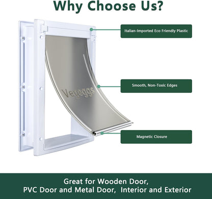 Pet Door, Interior and Exterior Large Dog Doors, PC Frame and Telescoping Tunnel Doggy and Cat Doors, Doggie Door with Double Magnetic Flaps and Sliding Lock Panels (Pets Up to 100 Lb) L