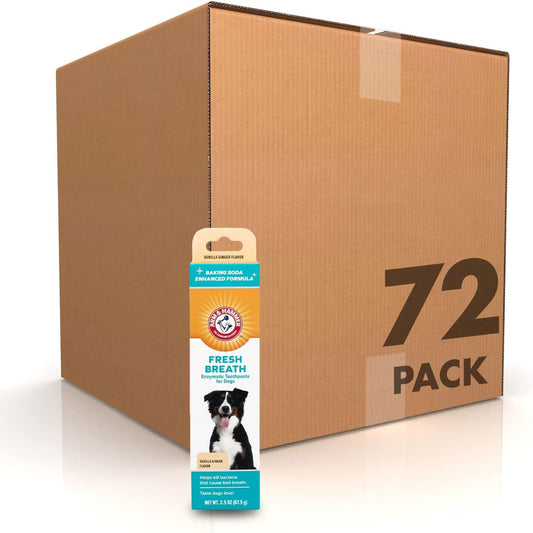 Arm & Hammer for Pets Clinical Care Dental Enzymatic Toothpaste for Dogs | Soothes Inflamed Gums | Safe for Puppies | Fresh Breath Vanilla Ginger - 72 Pack