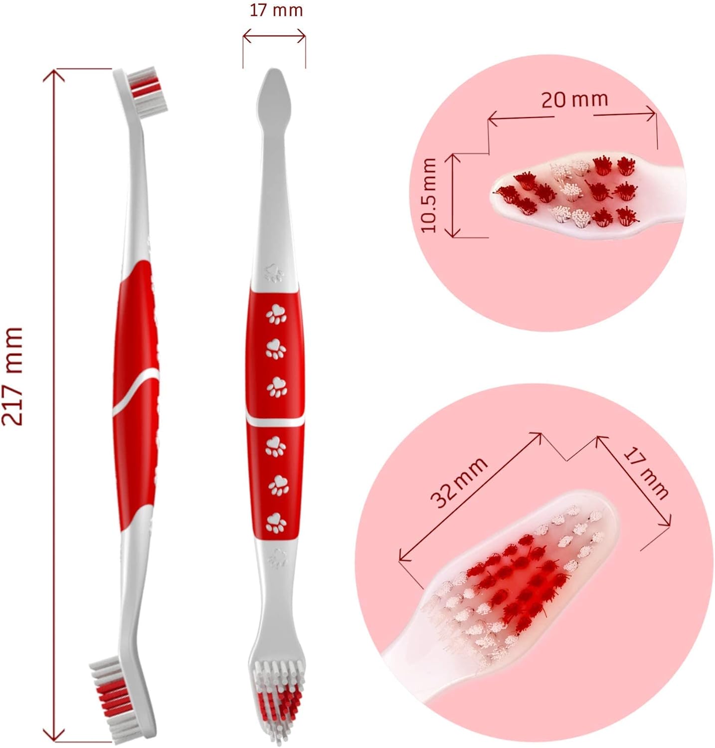 Pets & Pupps Pet Toothbrush for Dogs, Cats with Soft Bristles - Easy Teeth Cleaning & Dental Care, Non Slip Dual Head Dog Toothbrush