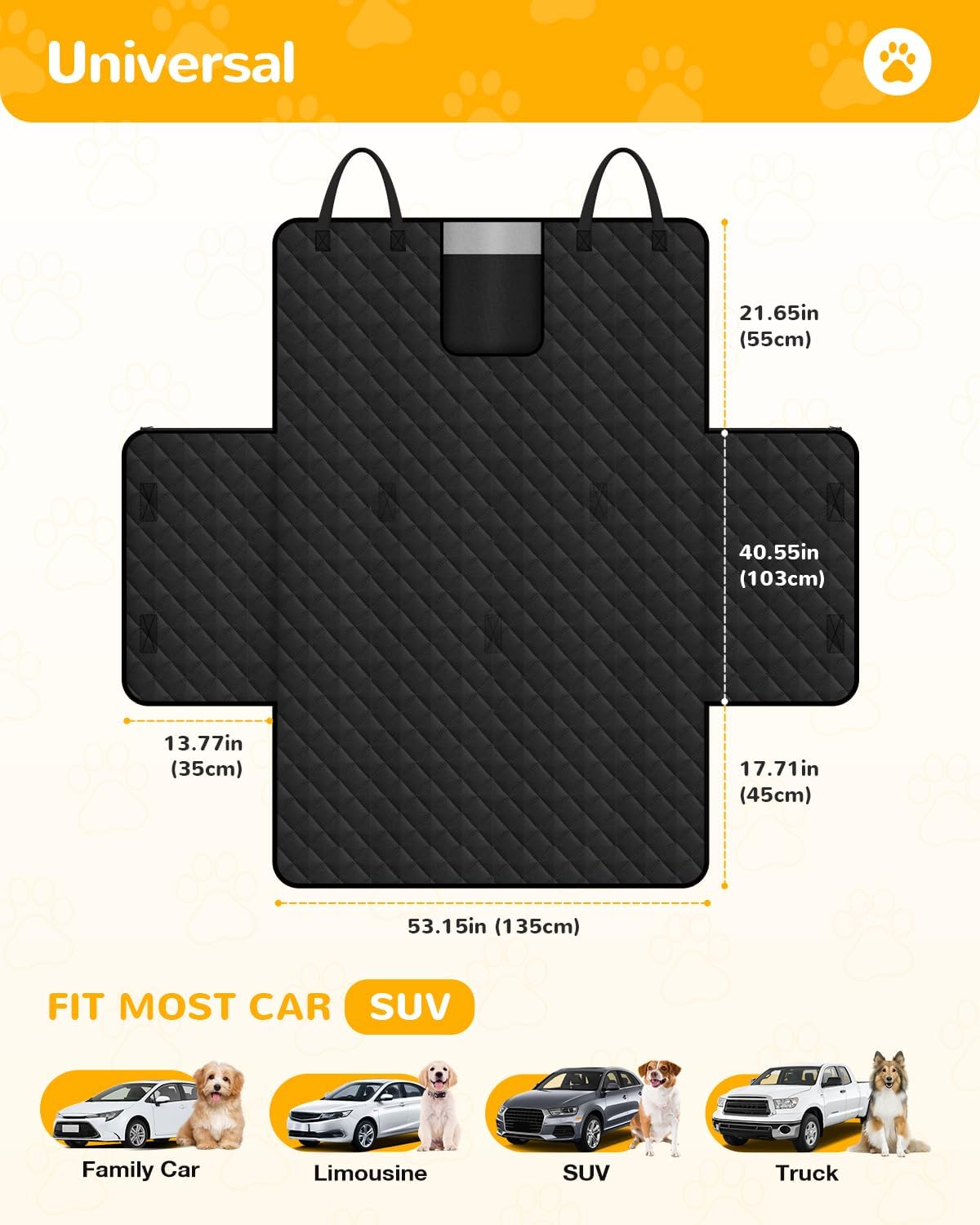 Lekereise SUV Cargo Liner for Dogs - 53.15 * 78.74 inch Waterproof Pet Trunk Cargo Cover Mat for SUVs Sedans Non-Slip Pet Car Seat Protector Universal Fit SUVs Sedans Trunks Vans - Black