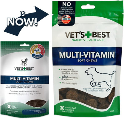 Vet's Best Multi-Vitamin Soft Chew Dog Supplements - Vitamins for Dogs - Supports Dogs Physical and Mental Health - 30 Day Supply